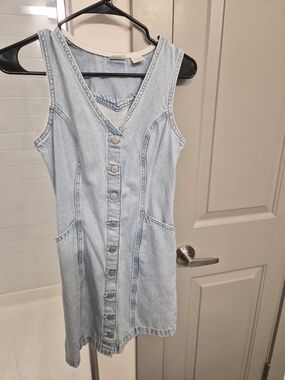 Levi's Light Blue Sleeveless Button-Down Denim Mini Dress
